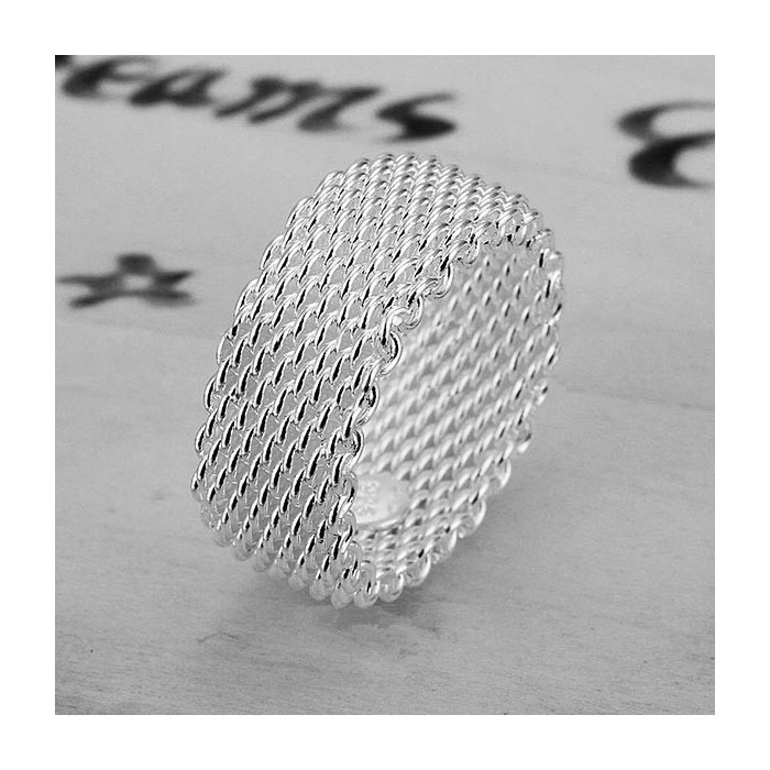 Schlichter versilberter gewebter Ring als Modeschmuck Fingerring