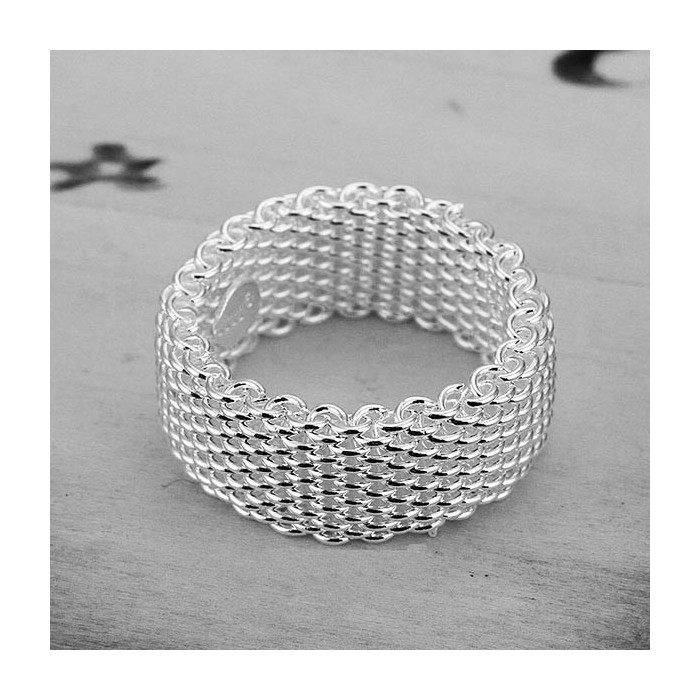 Schlichter versilberter gewebter Ring als Modeschmuck Fingerring