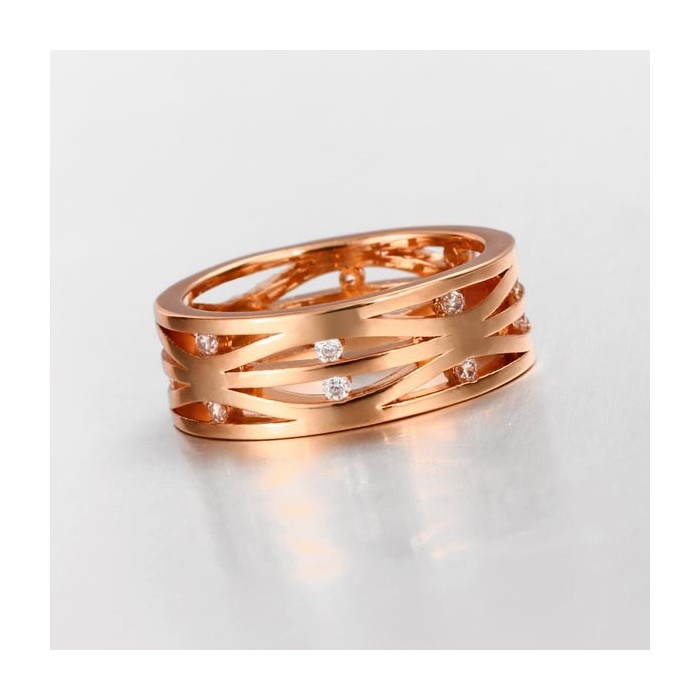 Filigraner rosegold Ring mit transparenten Minizirkonen als Modeschmuck Fingerring