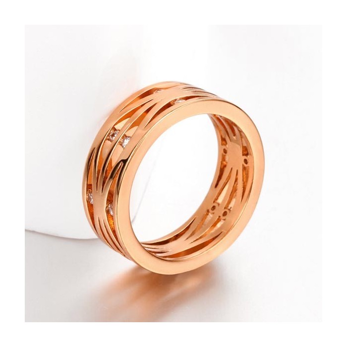 Filigraner rosegold Ring mit transparenten Minizirkonen als Modeschmuck Fingerring