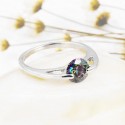 silberfarbener Ring mit rundem vitrail Zirkon als Modeschmuck Fingerring