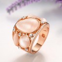 Rosegoldfarbener Ring mit Cateye Steinen und Strass als Modeschmuck Fingerring