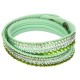 Grünes Wickelarmband mit Strass und Kunstleder als Modeschmuck Armband zum Wickeln
