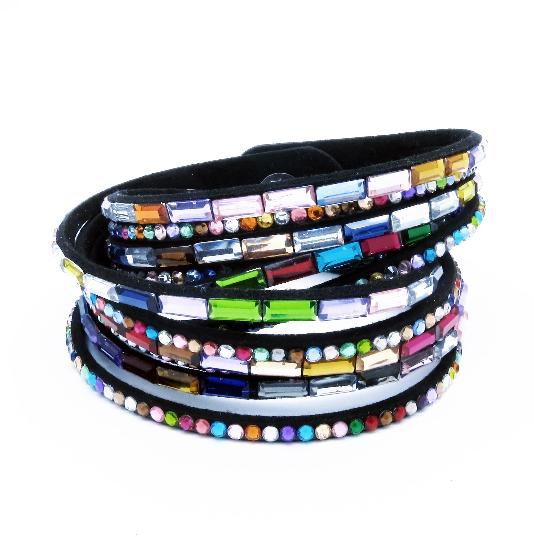 StyleBREAKER Strass Armband | 6-reihig Wickelarmband | Größenverstellung | Damen Schmuck