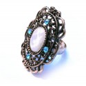 Vintage Ring in mit weißem Stein und türkis Strass als Modeschmuck Fingerring
