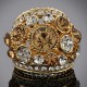 Opulenter gold Ring mit verschiedenen transparenten und topazfarbenen Strasssteinen Modeschmuck Fingerring
