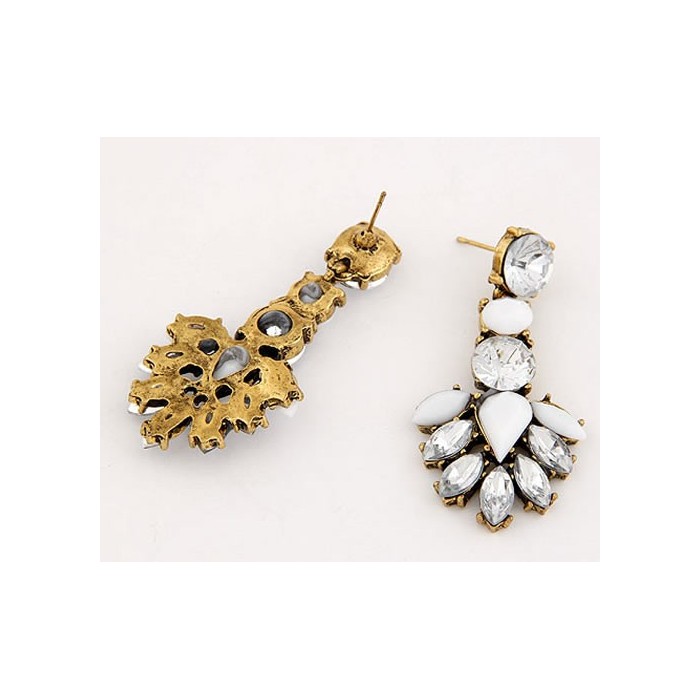Gold Strass Ohrhänger mit weißen Strasssteinen Modeschmuck Ohrringe