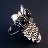 Antiksilber Ring mit Eule mit großen schwarzen Augen als Modeschmuck Fingerring