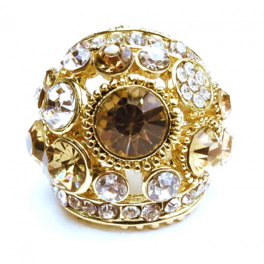 Vivinani - Goldfarbener Ring mit topazfarbenen Strasssteinen Modeschmuck Fingerring