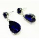 Nachtblaue Ohrhänger mit geschliffenen Glastropfen Modeschmuck Ohrringe