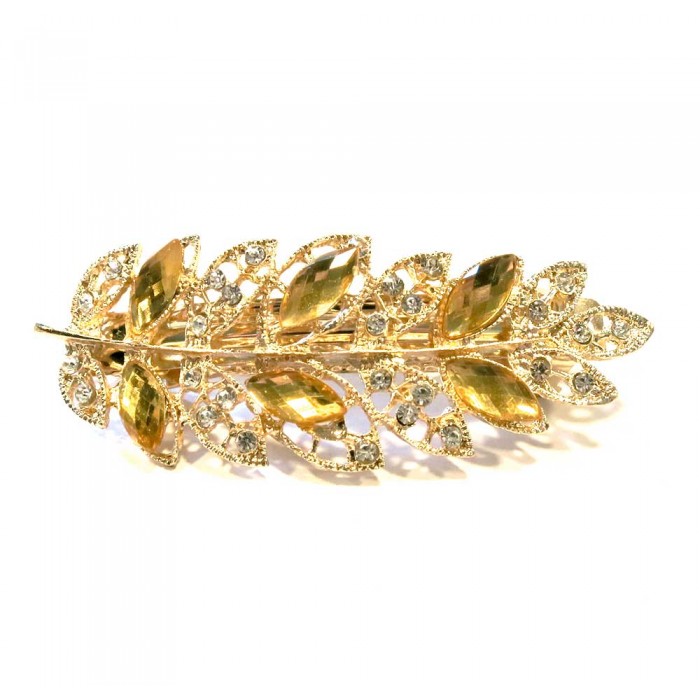 Haarspange mit gelbem Strass 94x35mm Modeschmuck Haarschmuck