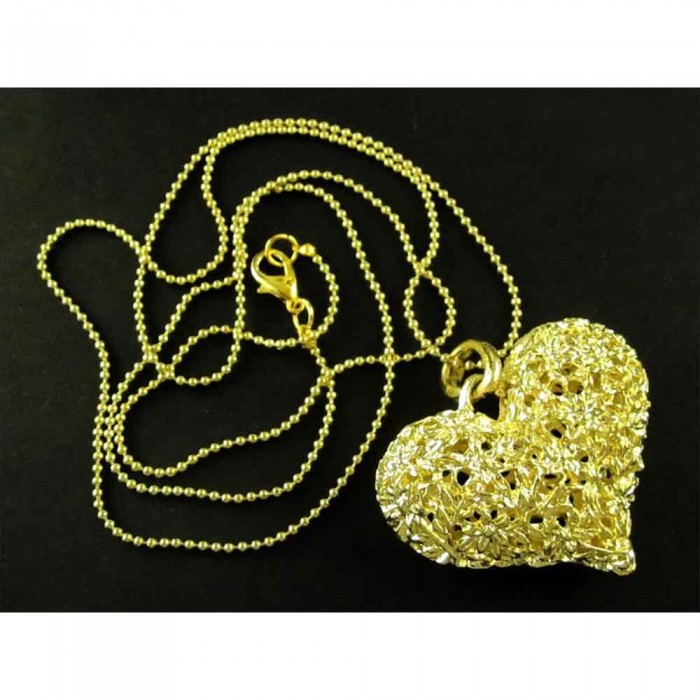 Kette mit großem Herzanhänger goldfarben Modeschmuck