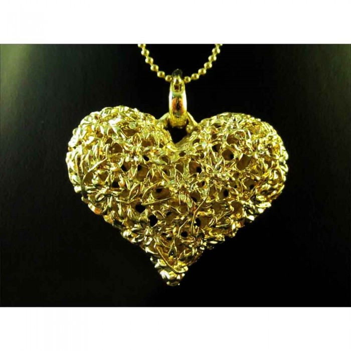 Kette mit großem Herzanhänger goldfarben Modeschmuck