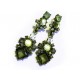 Lange Antikgold/hellbronze grüne Strass Ohrhänger Modeschmuck Ohrringe