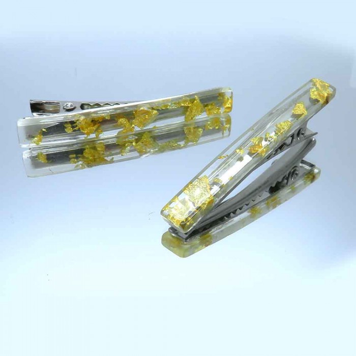 Transparente Haarklammer mit goldfarbenen Einschlüssen Modeschmuck Haarschmuck