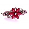 Fuchsia Blumen Strass Haarspange 9,5cm - Modeschmuck Haarschmuck