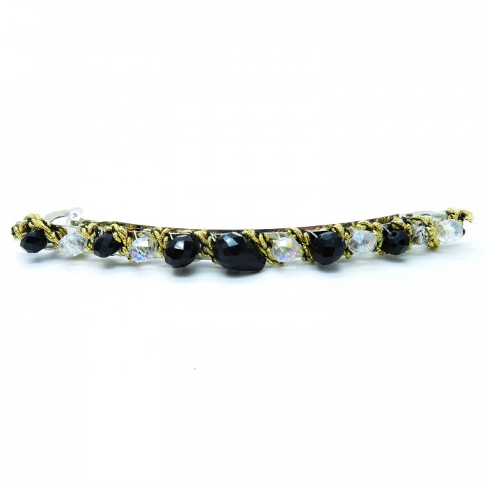 Schwarz- goldfarbene Haarspange 105x8mm Modeschmuck Haarschmuck