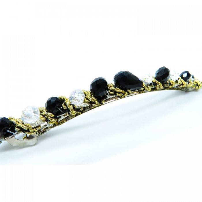 Schwarz- goldfarbene Haarspange 105x8mm Modeschmuck Haarschmuck