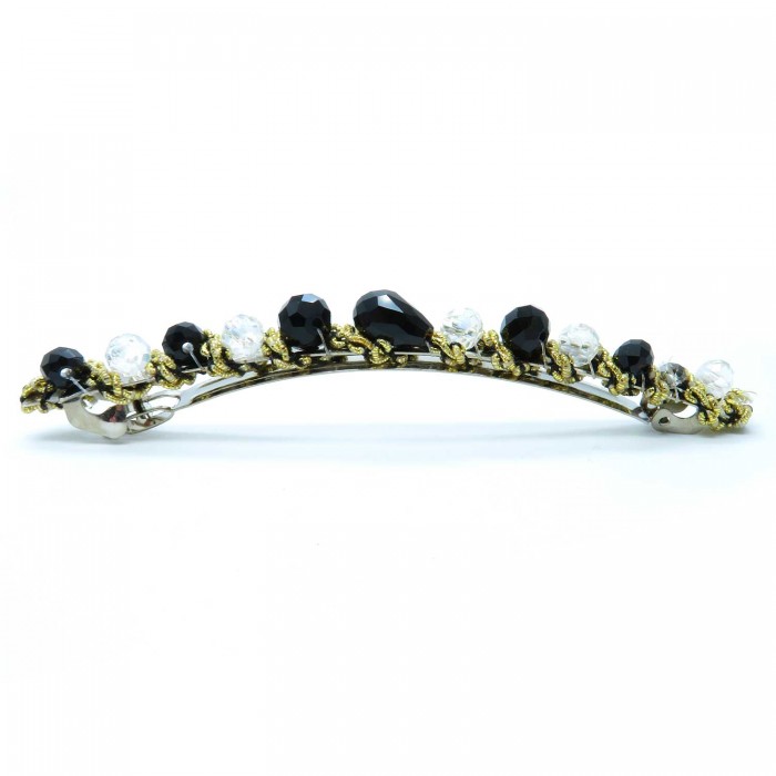 Schwarz- goldfarbene Haarspange 105x8mm Modeschmuck Haarschmuck