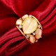 Goldfarbener Ring mit schlichten Cateye Steinen Modeschmuck Fingerring