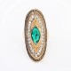 Opulenter gold Ring mit kleinen transparenten und einem ovalem petrolfarbenem Stein Modeschmuck Fingerring
