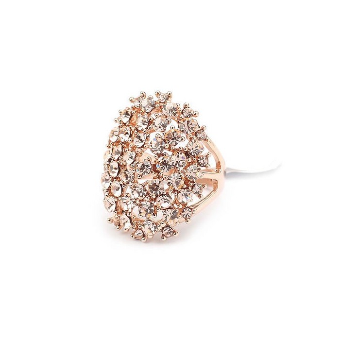 Opulenter, ovaler rosegold Ring mit rose light Strasssteinen Modeschmuck Fingerring
