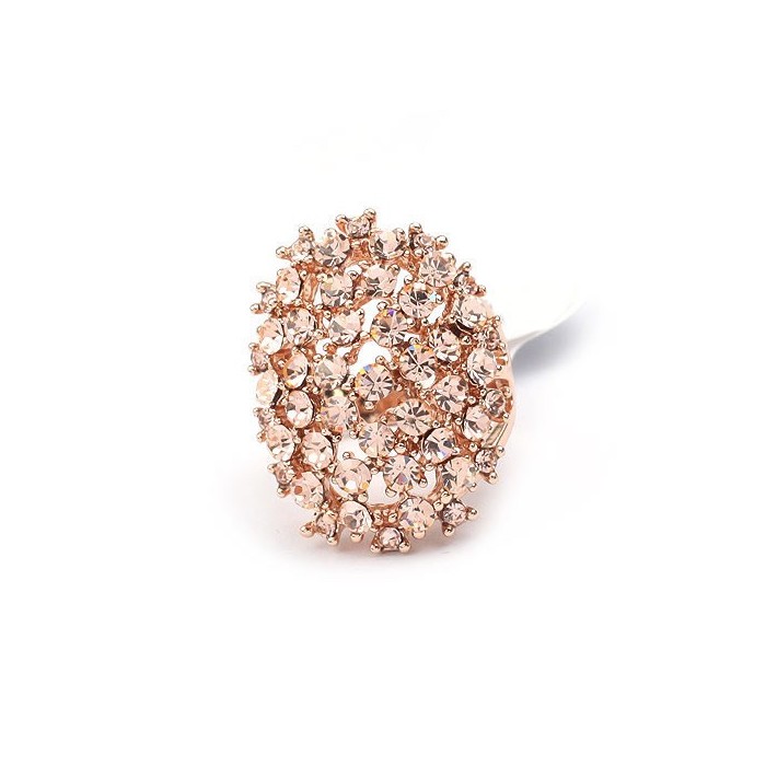 Opulenter, ovaler rosegold Ring mit rose light Strasssteinen Modeschmuck Fingerring